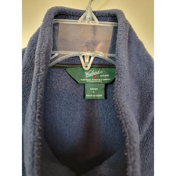 Woolrich Zip Up Fleece Vest Men's Size Large Blue Sleeveless Mock Neck - Picture 2 of 6